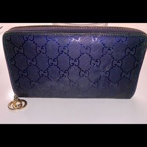 *** SOLD ***GUCCI WALLET NAVY GUCCISIMA CONTINENT